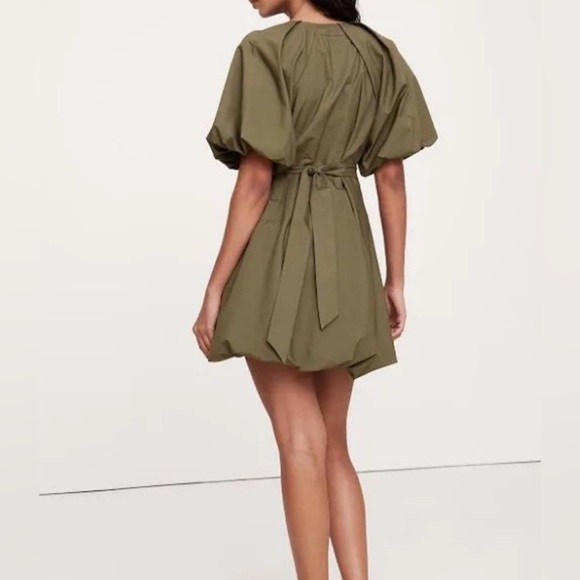 NWT Banana Republic XXL Olive Green COTTON POPLIN BUBBLE-HEM MINI DRESS - Picture 3 of 7